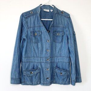 Chicos Lightweight Denim Chambray Jacket Size 1 (M)